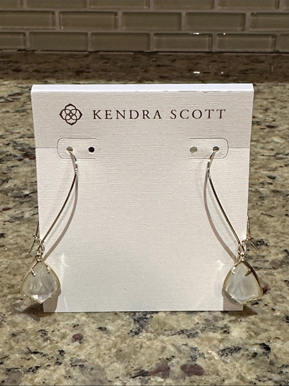 Kendra Scott Corinne Gold Clear Crystal Dangle Earrings